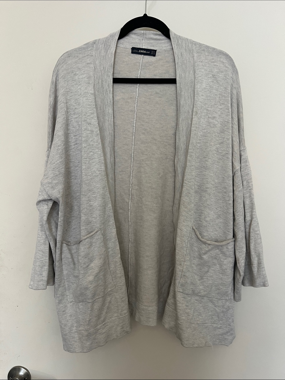 Zara Light Gray Kimono Cardigan with Pockets